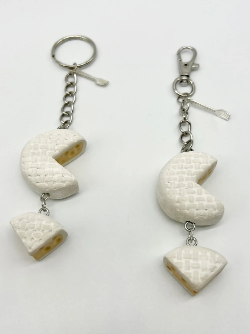 Brie & Gouda Cheese Keychain or Bag Clip | Handmade Cheese Rounds Accessory
